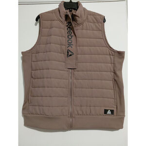 Adidas Womens XXL Tan Quilted Zip Up Puffer Vest with Pockets NWOT